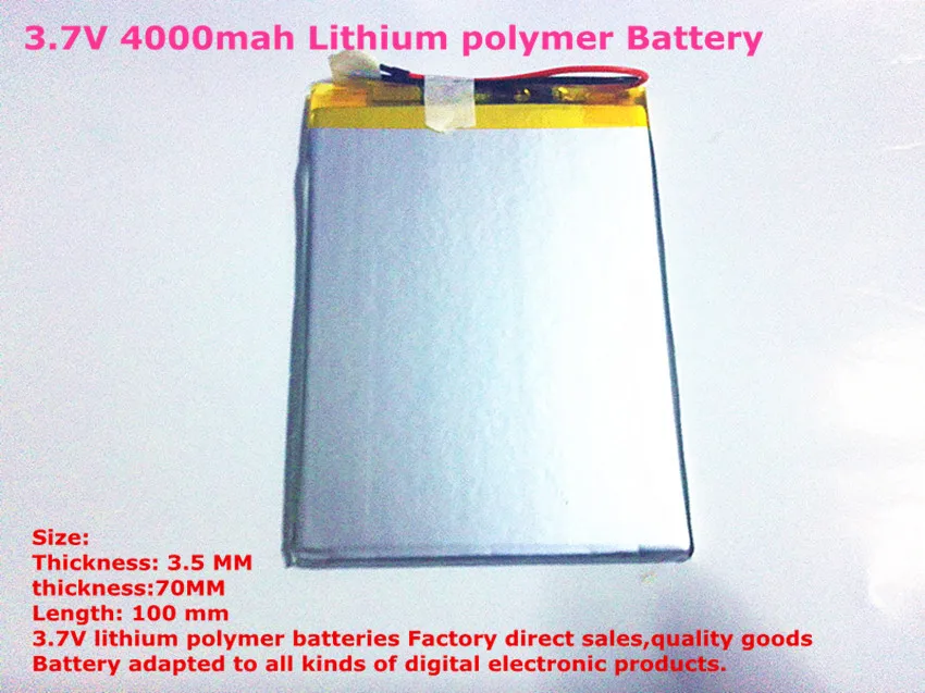 best battery brand Size 3570100 3.7V 4000mah Lithium Tablet polymer battery with Protection Board For 7 inch Tablet PC 