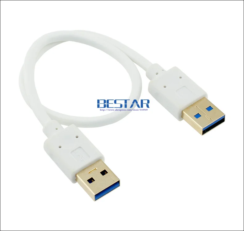 Белый Золотой USB 3,0 папа-папа A Тип удлинитель M/M 0,6 м 2 фута USB Кабель AM-AM для радиатора автомобиля динамик жесткий диск