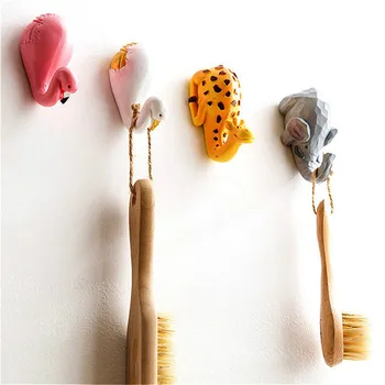 

2pcs Cartoon Elephant Key Hooks Kitchen Towel Purse Hooks Flamingo Handbag Hanger Over The Door for Clothes Holder Storage Hook