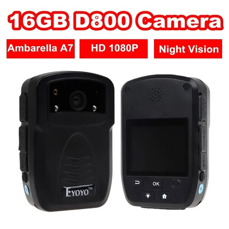 Free shipping!HD 1080P IR Night Vision Police Camera Person POV View Body Worn Camera 16GB DVR