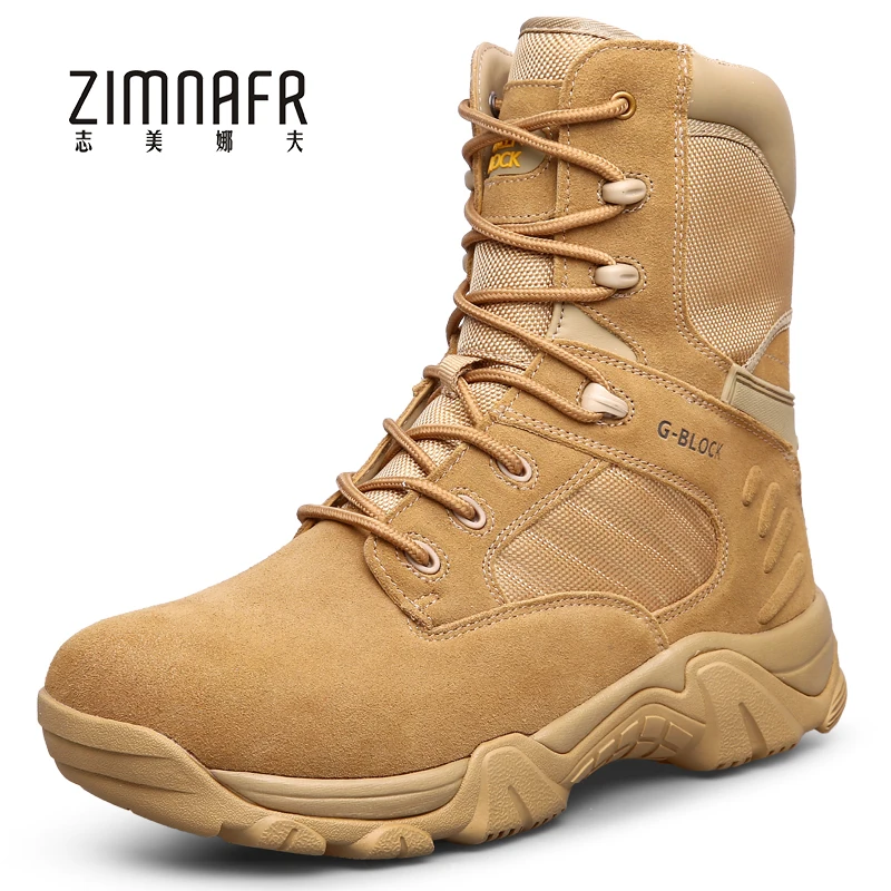 

2017 Men's Winter Work Wear Black Leather Tactical Boots Male Ankle Desert Military Boots SWAT Bota Masculino Leather Army Shoes
