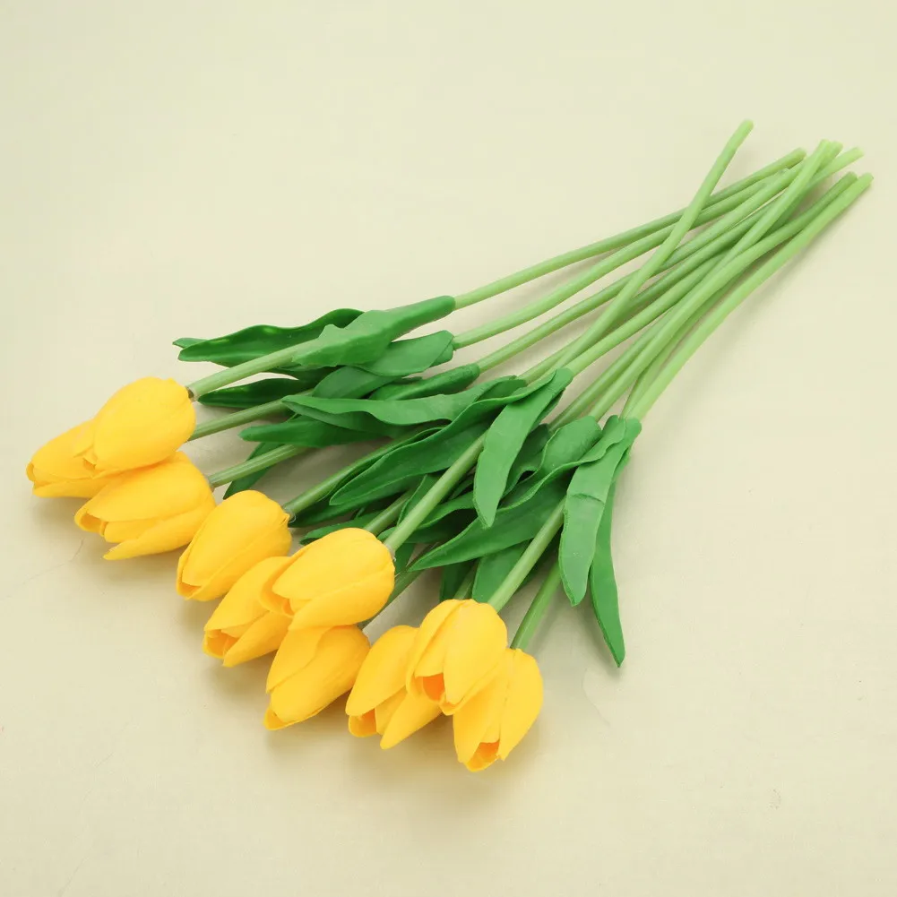 10pcs Artificial Tulip Flowers Wedding Decoration PU Leather Tulip Flower Bouquet for Wedding Party Decoration Decorative Flower 19