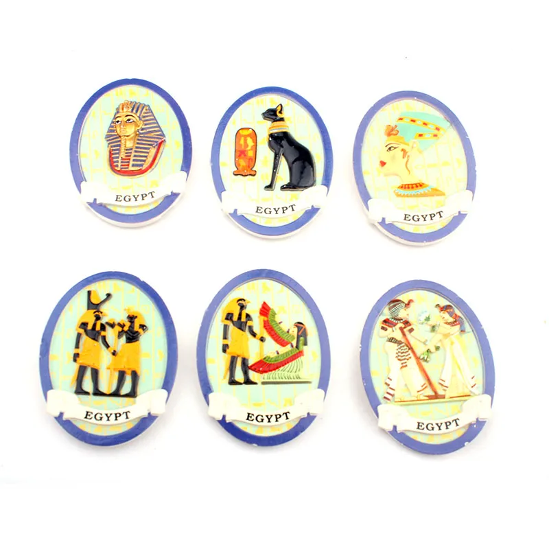 

6PCS Egypt Murals In Cairo Tourist Travel Souvenir 3D Resin Decorative Fridge Magnet Craft GIFT Home Decoration