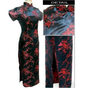 

Black Red Traditional Chinese Lady Dress Vintage Long Qipao Cheongsam Floral Size S M L XL XXL XXXL 4XL 5XL 6XL WC101