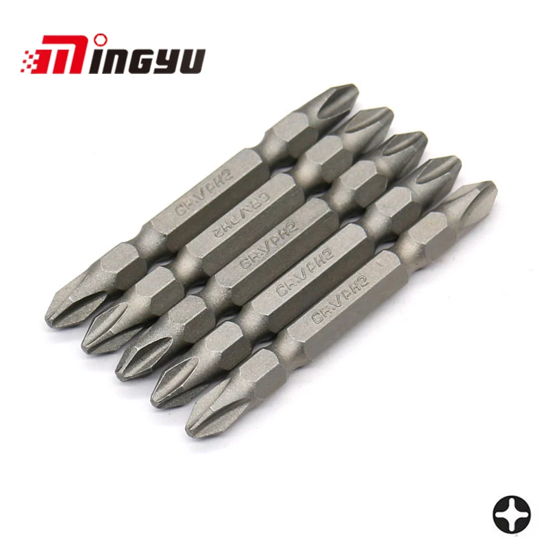 

5Pcs 1/4" 65mm Phillips PH2+PH2 Screwdriver Bit Set Repair Double Ended Kit Hex Shank Drill Bit For Power Household Hand Tools