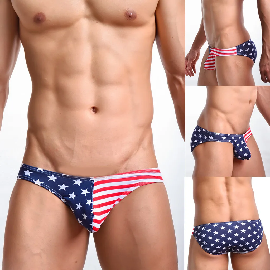 

MJens sexy underwear 2019 Mens Underwear American Flag Stars Stripes Briefs Underpants sous vetement homme sexy hot