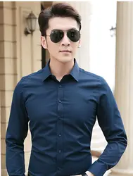 2018 новый модный бренд Camisa Masculina рубашка с длинными рукавами Для мужчин корейский Тонкий Дизайн Формальные Повседневное мужской рубашки