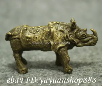 

Folk Chinese Brass Animals Run Bull Ox Rhino Rhinoceros Horn Statue Sculpture