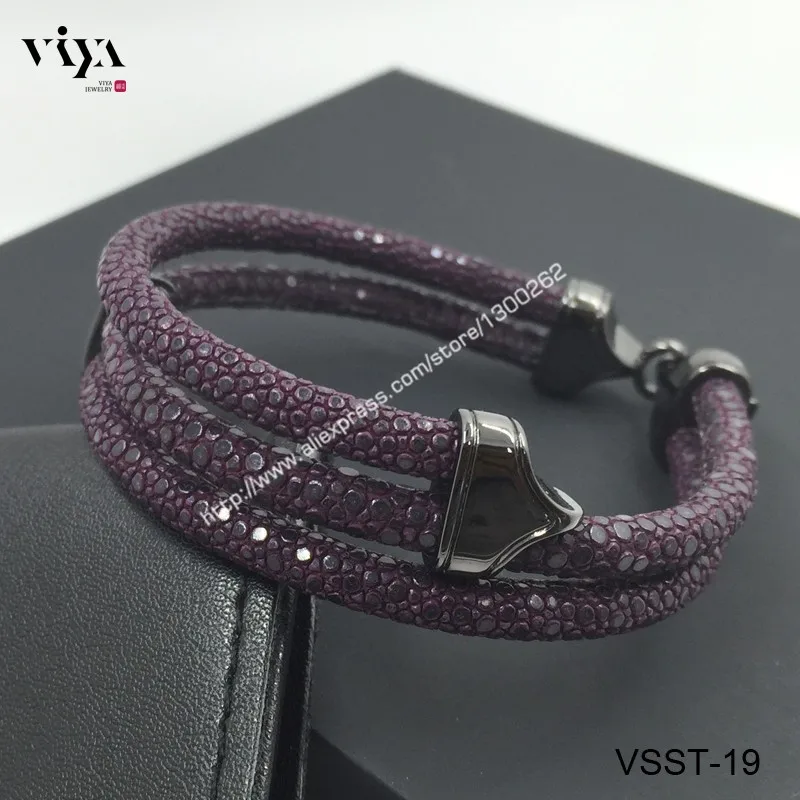 Genuine Stingray Skin leather bracelet Men-VSST-19-1 (33)