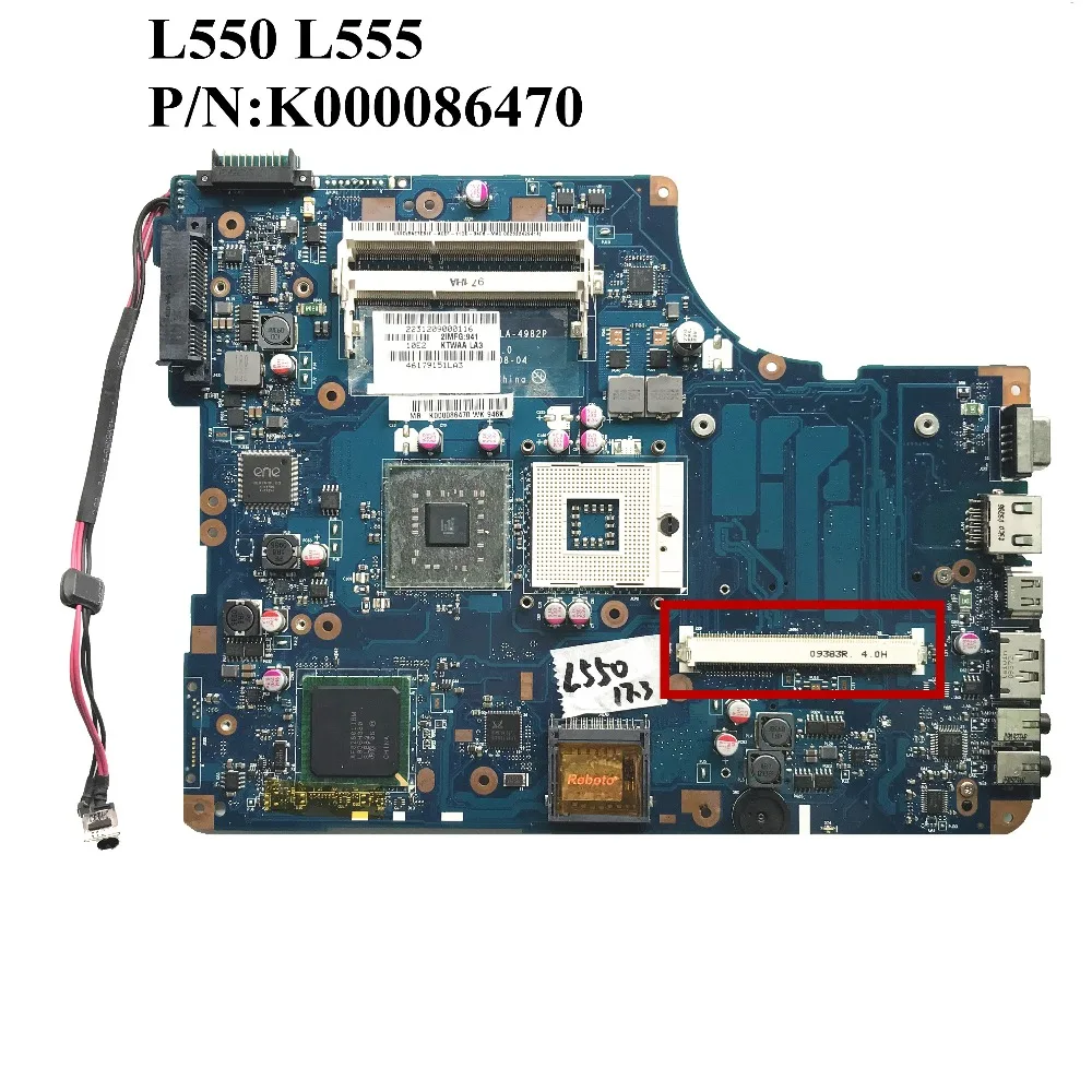 Отличная оригинальная материнская плата для ноутбука Toshiba L550 L555 17 3 &quotDDR3 K000086470 KSWAA