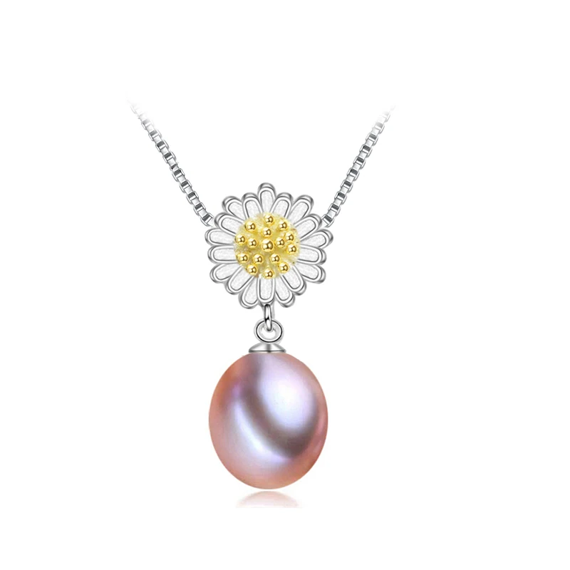 925 пробы серебряный кулон в виде цветка, настоящая пресноводная жемчужина Цепочки и ожерелья Для женщин подарок на день рождения