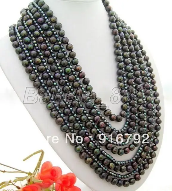 

free shipping >>>>>Excellet! AA 9SFrash Water Black Pearl Necklace