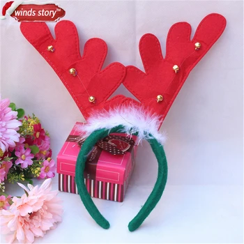 

6 pcs Feathered Reindeer Antlers Headband Festive Party Fancy Dress Hat XMAS Kid Hairbands head band Christmas decoration items