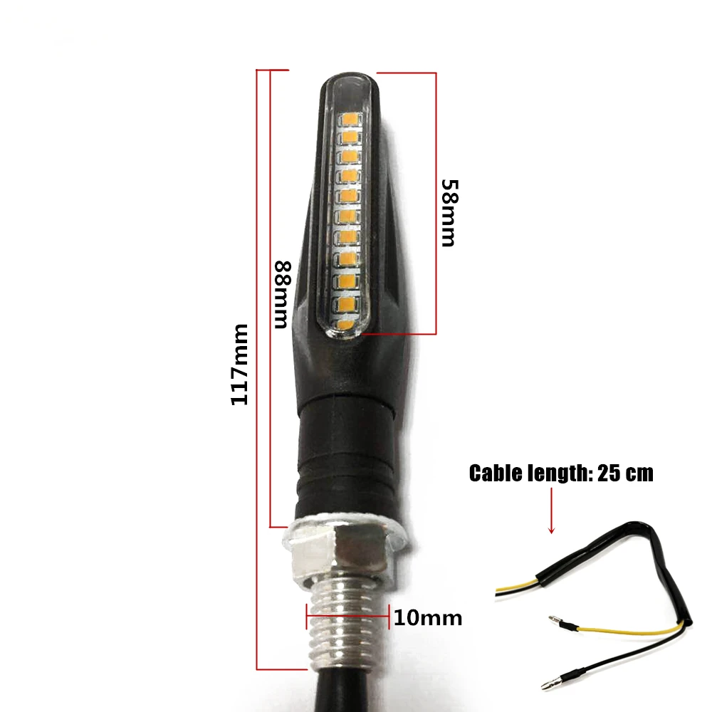 2 шт. 12 светодиодный указатель поворота для мотоцикла, Световой индикатор для мотоцикла, мигалка, мото задние фонари, сигнальная лампа для Harley, течёт мигающий
