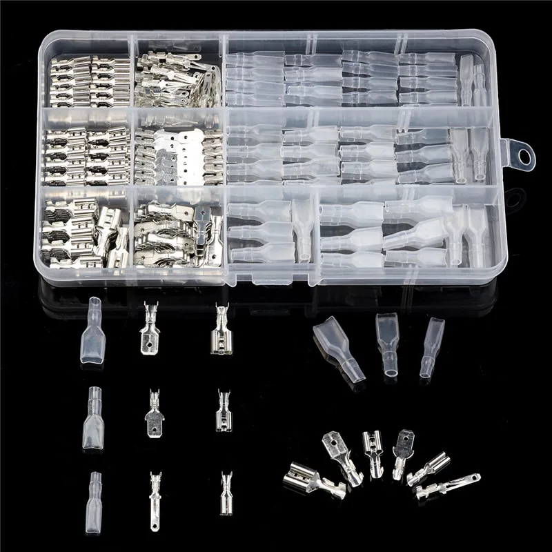 

270pcs 2.8mm 4.8mm 6.3mm Female/Male Spade Connector Insulated Seal Electrical Wire Connectors Crimp Terminals Set