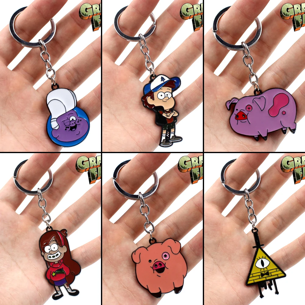 

OHCOMICS Gravity Falls Hot Anime Dipper Mabel Waddle Bill Cipher Metal Keychain Keyring Costume Pendants Key Ring Ornament Decor