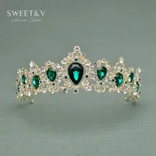 Luxurious Bridal Head Jewelry w/ Gems – Crystal Tiara Princess Party Crown – Women Hair Accessories for Wedding Pageant Prom