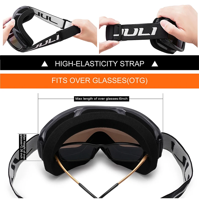 Online Ski Brille, schnee Sport Snowboard Über Brille mit Anti fog UV Schutz Doppel Objektiv für Männer Frauen   Jugend Schneemobil