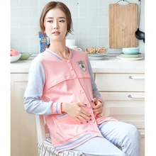 Autumn Winter Maternity Nursing Clothes For Pregnant Long Sleeve Luxury Soft Cotton Maternity Sleepwear For Feeding 60M0043