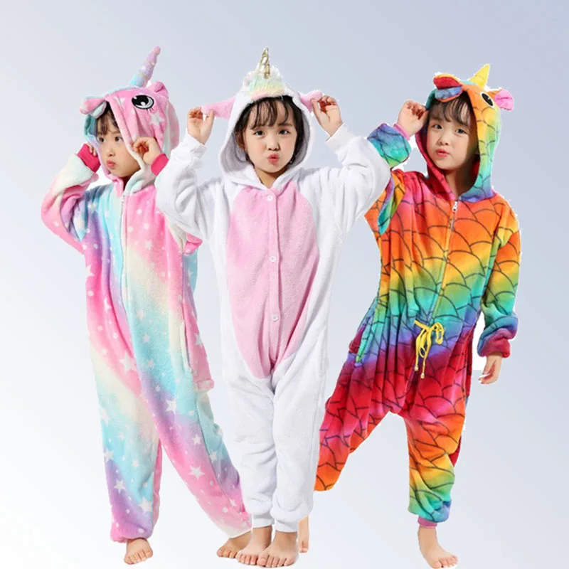 

21 New Sweet Cartoon Pegasus Panda Unicorn Children Boys Girls Pajamas Soft Flannel Animal Sleepwear Kids Blanket Onesie