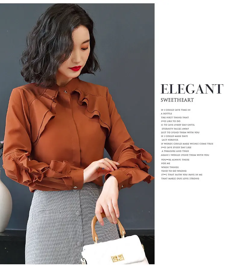 2019 New Elegant Autumn Tops Women Long Sleeve Ruffle Blouse Work Wear Office Shirts Plus Size Chiffon Blusas Mujer Moda (10)