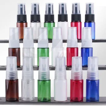 

100pcs/lot 10ml mist spray pump PET white brown blue clear bottle small plastic bottle with sprayer,clear small perfume bottle