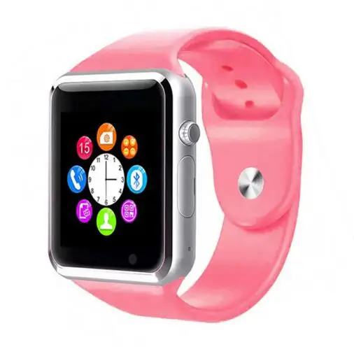 A1 Смарт часы мужские часы Синхронизация уведомления Поддержка SIM TF карты подключение Apple iphone Android телефон Smartwatch PK DZ09 GT08+ коробка - Цвет: Розовый