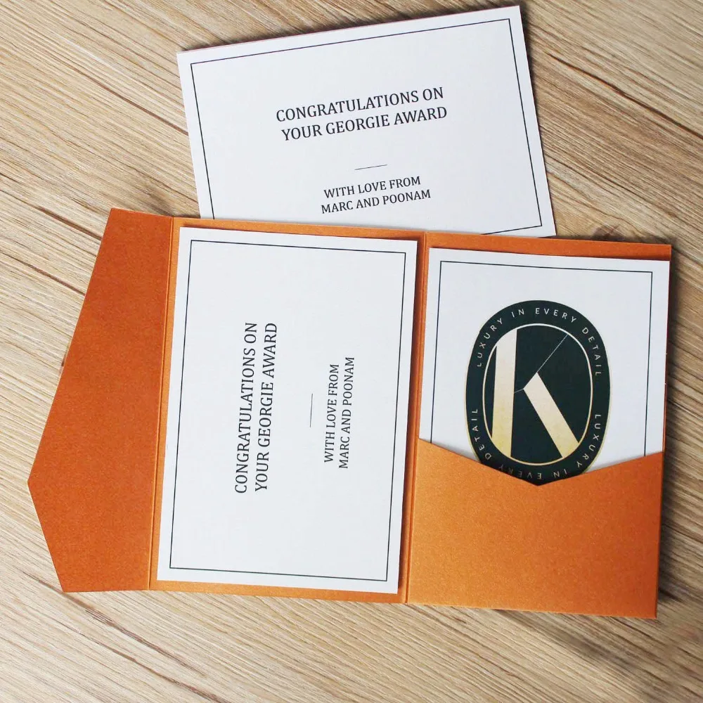 Orange Pocket Wedding Invitations