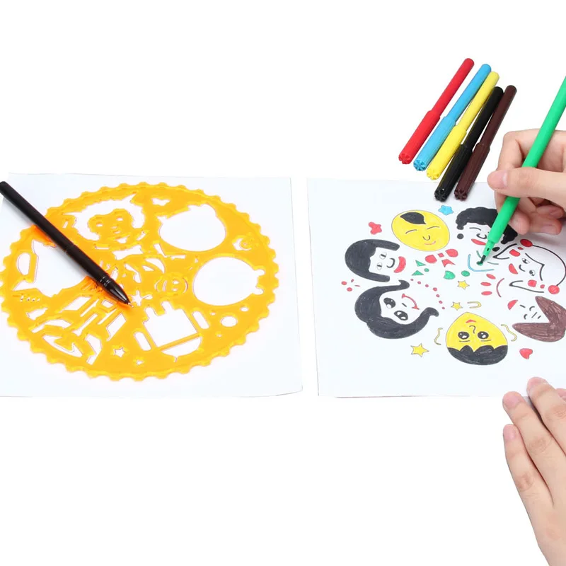 Billige Spirograph Schablonen Kunst Handwerk Spielzeug Zeichnung Vorlage kinder Zeichnung Werkzeuge, Geschenk Packs, Malerei Sets