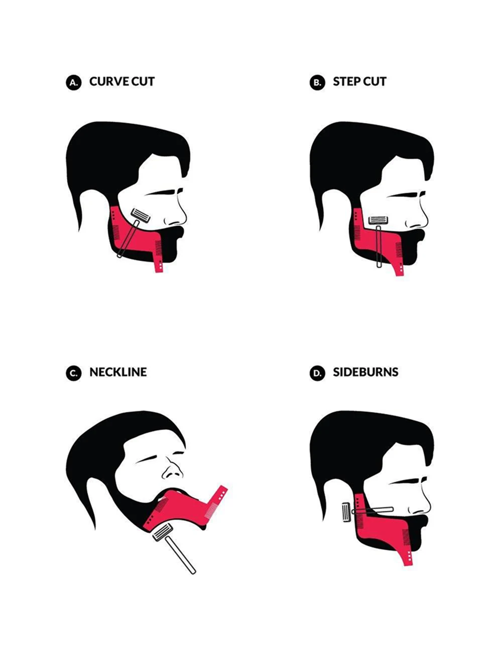 Goatee Расческа для бороды расческа стрижки L образная инструменты шаблон