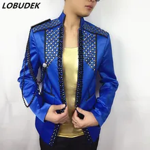 Мужской костюм красный черный синий белый пиджак верхняя одежда певица Блейзер танцовщица представление жениха платье шоу вечерние ночной клуб бар DJ DS