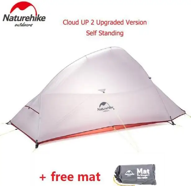 

Naturehike Upgraded Cloud Up 1 2 3 Ultralight Tent Free Standing 20D Fabric 1-3 Person Camping Tents With Free Mat