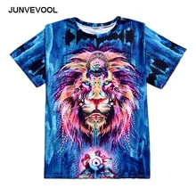 Hipster Crop t shirt Men Short Sleeve 3D t-shirt Funny Print Colorful Lion King Printed Cool Street Tees Tops Animal tshirts