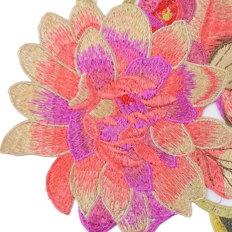 Розовый цветок пиона кружевной воротник с аппликацией патч декольте Вышивка для одежды вышитые полосы шитье ремесла для одежды NL313