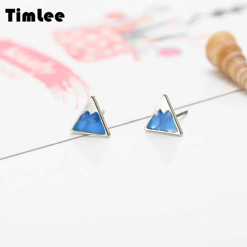 

Timlee E196 New Contracted Generous Dripping Oil Snow Fuji Mountain Earring Alloy Studs Earrings Popular Jewelry Wholesale