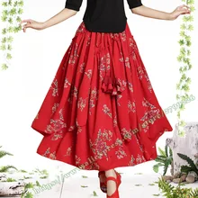 Женская летняя пасторальная Красная Шифоновая плиссированная Асимметричная длинная Макси юбка/юбки для женщин