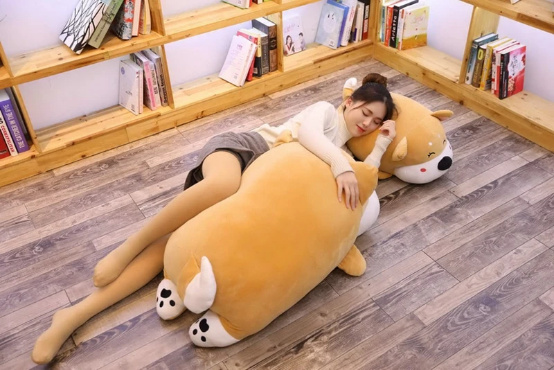 New Cute Shiba Inu doll fat puppy plush toy sleeping appease soft cute doll Children birthday gift 39inch 100cm DY50644 (15)