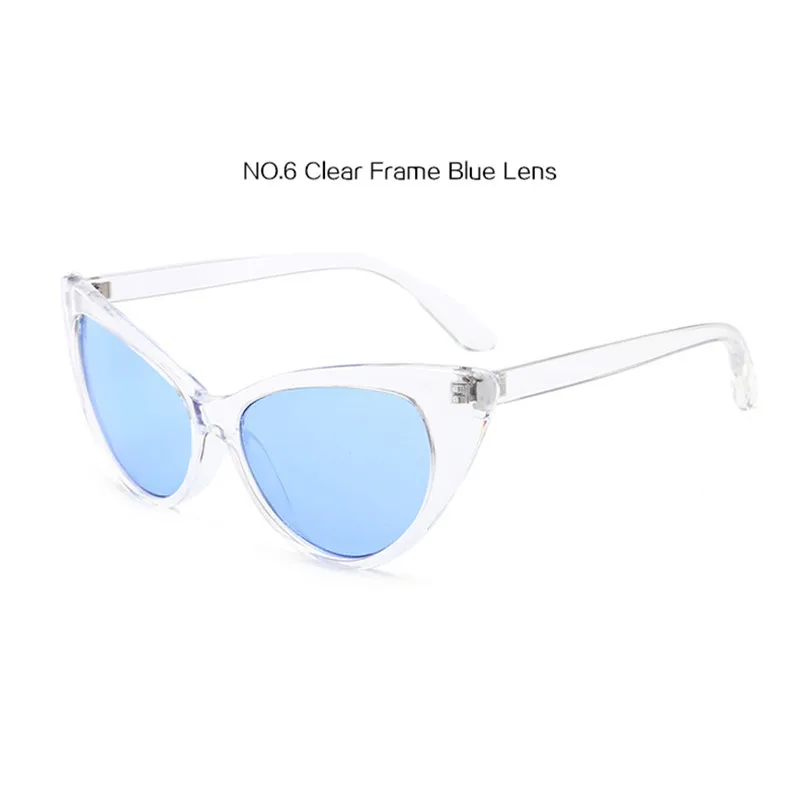 KUJUNY Брендовые женские солнцезащитные очки с кошачьим глазом Классические Прозрачные желеобразные цветные солнцезащитные очки винтажные кошачьи глазные очки UV400 - Цвет линз: Blue