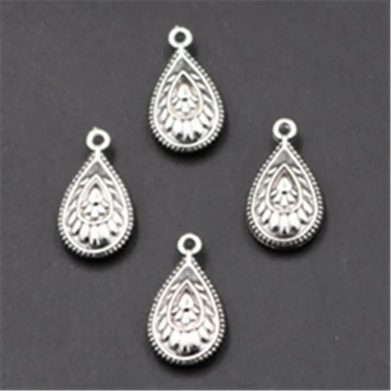 

10pcs Antique Silver Double Sided raindrop Type Shaped Alloy Pendant For Earrings Necklace DIY Fashion Jewelry Charm makings