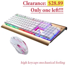 Проводная игровая клавиатура, мышь, набор, RGB светодиодный, клавиатура с подсветкой, компьютерная клавиатура, высокая клавиша, водонепроницаемая оптическая мышь для ноутбука, ПК