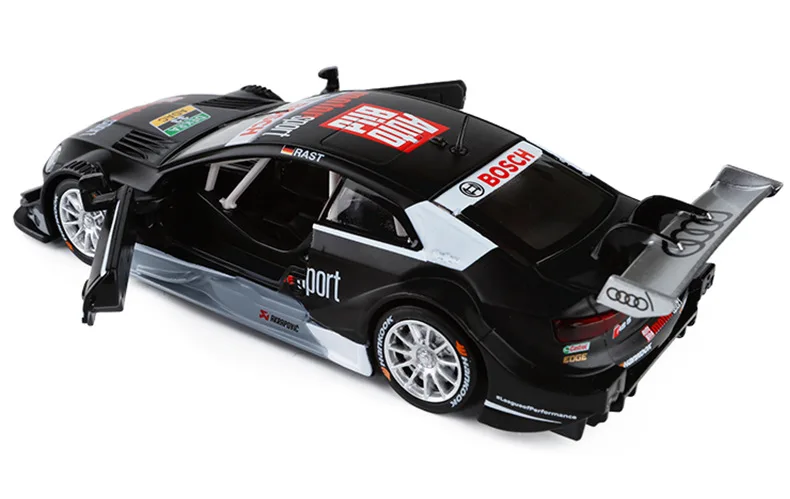 Goedkoop Verkoop van hoge kwaliteit RS5 DTM model, 132 legering model auto rally auto pull back geluid en licht speelgoed auto, gratis verzending