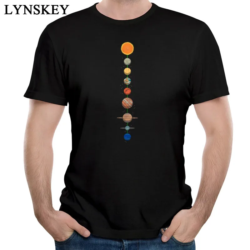 Round Neck T Shirts Group Summer Tops Shirts Short Sleeve for Students Brand New 100% Cotton Fabric Planets Design Tee-Shirt black