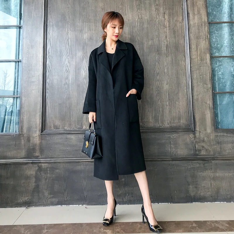 

ST Jessi 2019 Lady's Classic night_robe style belted with handmade double faced woolen long overcoat