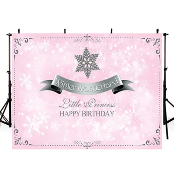 

Pink Photography Backdrops Birthday Banner Backdrop For Photography Winter Snow Background For Photo Studio Fundo Fotografico