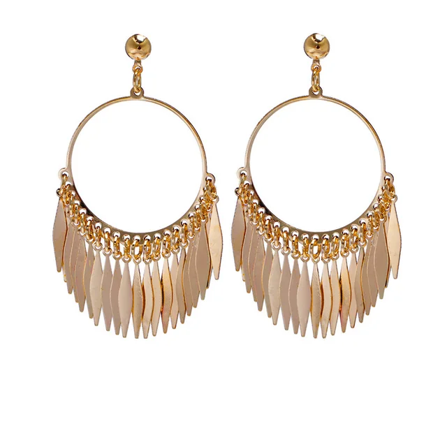 Female Hoop Tel Drop Earrings Gold Color Statement Leaf Tels Female Hoop Tel Drop Earrings Gold Color Statement Leaf Tels Summer Party Dangle For Women