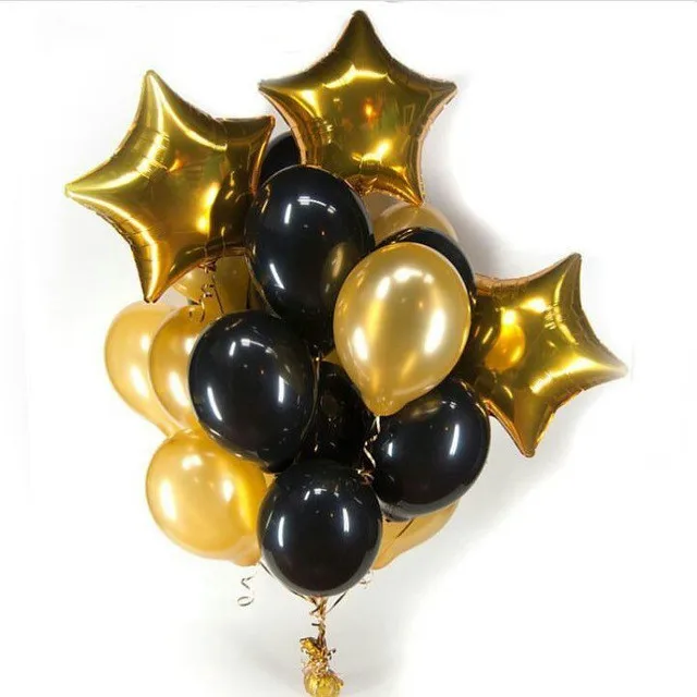 

13pcs 18 inch gold star balloon pink black Balloon Bouquet wedding adult birthday birthday party decor 12'' latex globos