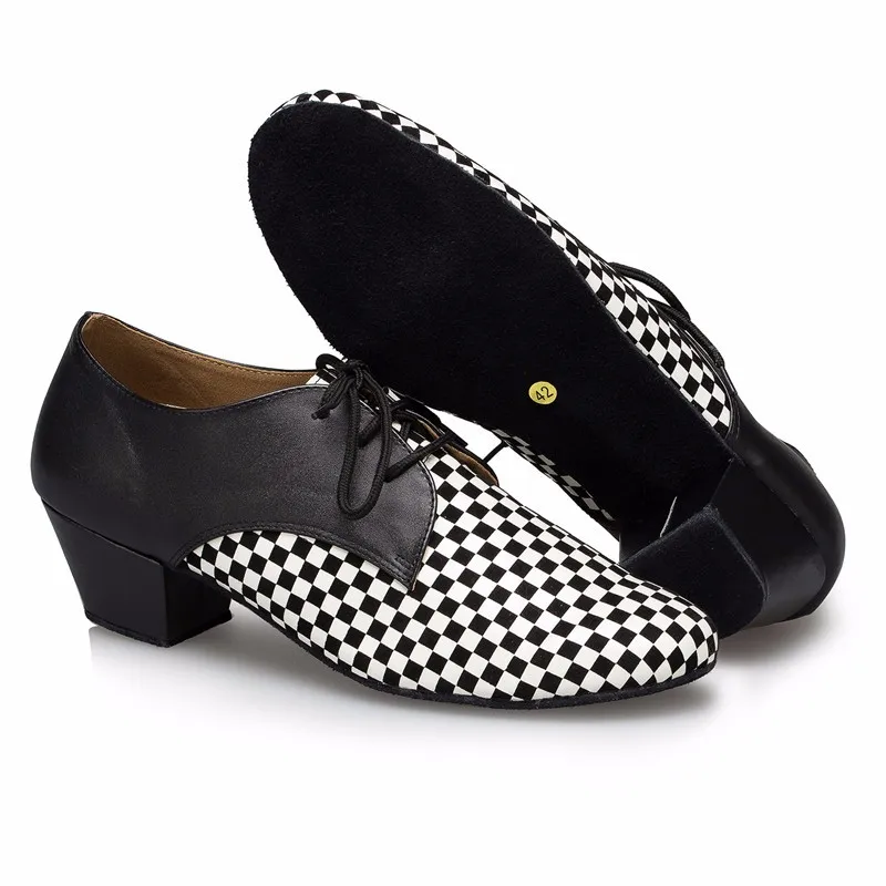 Белый и черный Туфли для латинских танцев Для мужчин Кружево до Костюмы для бальных танцев танцевальная обувь квадратный каблук Salsa Обувь Soft 1835