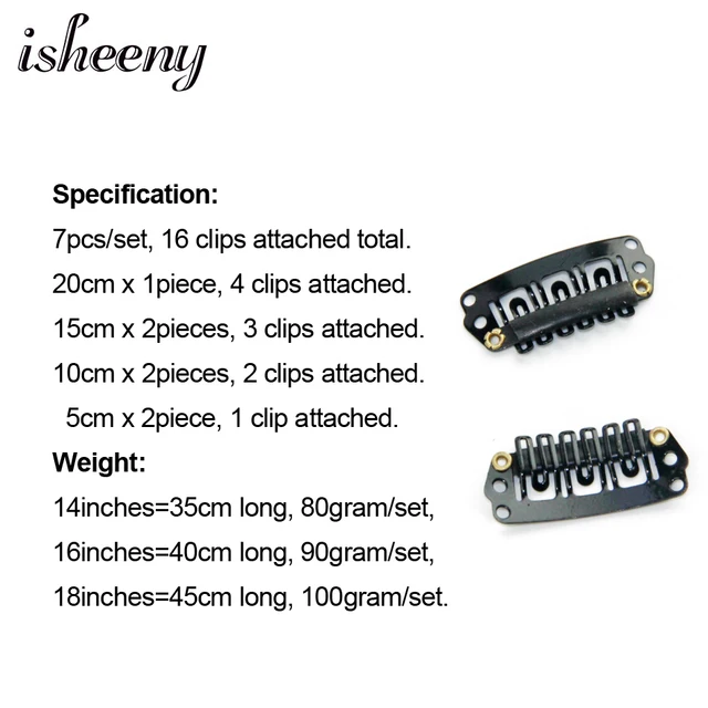 Isheeny-extensiones de cabello humano negro con Clip, conjunto de 7 unidades, Remy, cabeza completa, 14 ", 16", 18 ", 20", 22 "y 24" Isheeny-extensiones de cabello humano negro con Clip, conjunto de 7 unidades, Remy, cabeza completa, 14 ", 16", 18 ", 20", 22 "y 24"