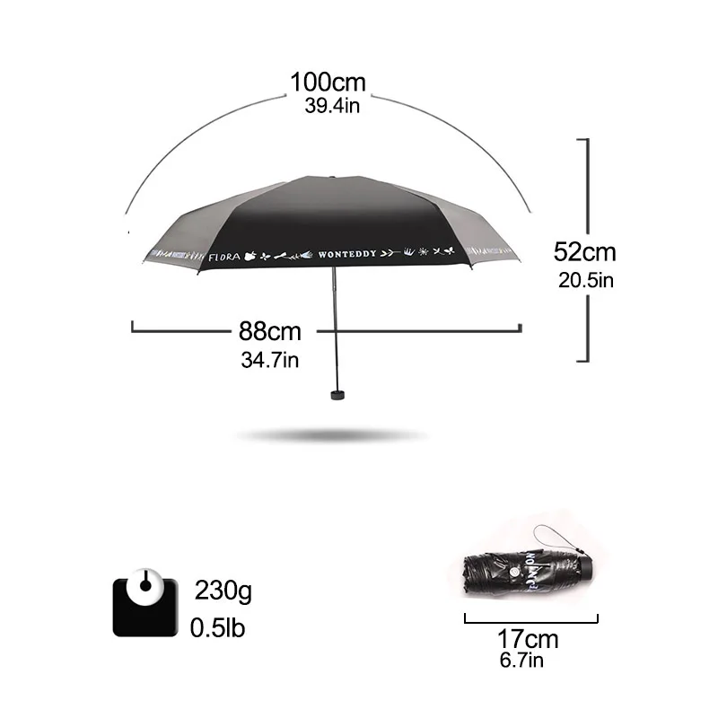 Брендовый мини-зонтик для женщин, маленькие модные складные зонты, защита от УФ-лучей, дождевик, карманный зонтик для девочек, Modish Winfproof, портативный подарок