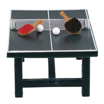 

Dollhouse Miniature - PING PONG TABLE WITH BALLS & RACKETS